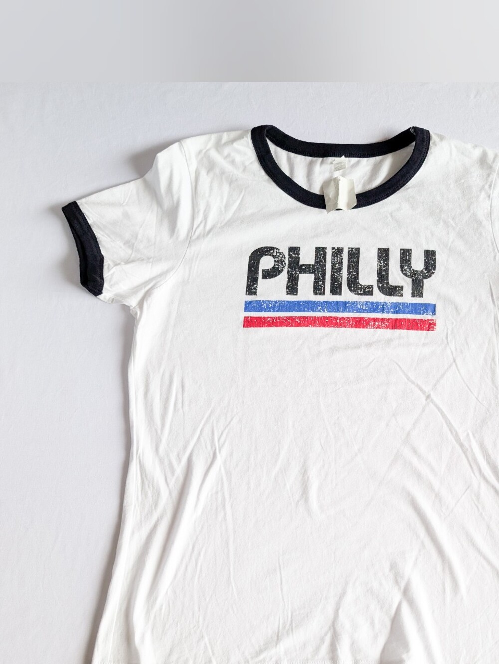 Next Level Philly White And Black Ringer Short Sleeve Tee Adult XXL